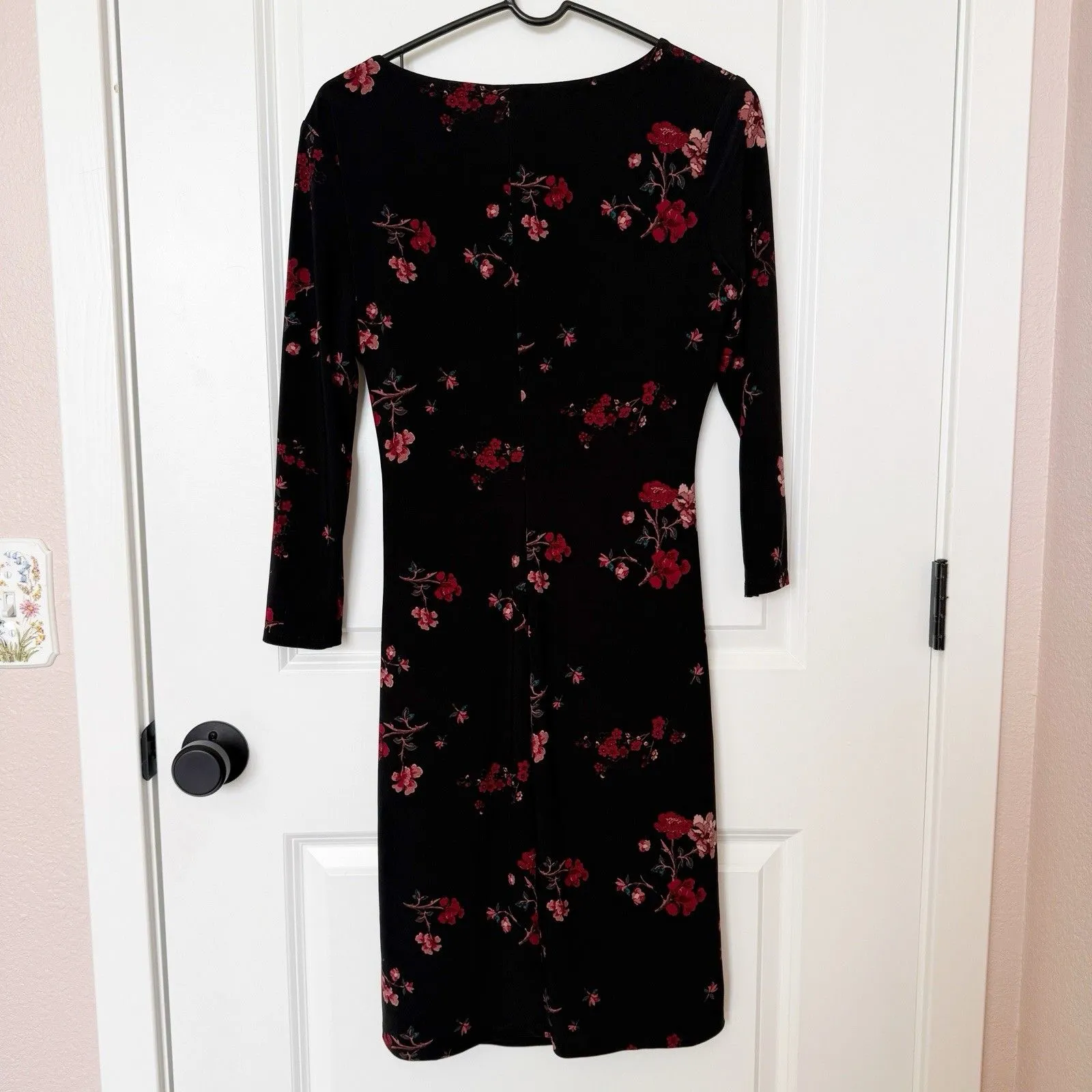 Lauren Ralph Lauren Womens Dark Floral Midi Dress Size 8 Ruched Romance Stretch - Image 4