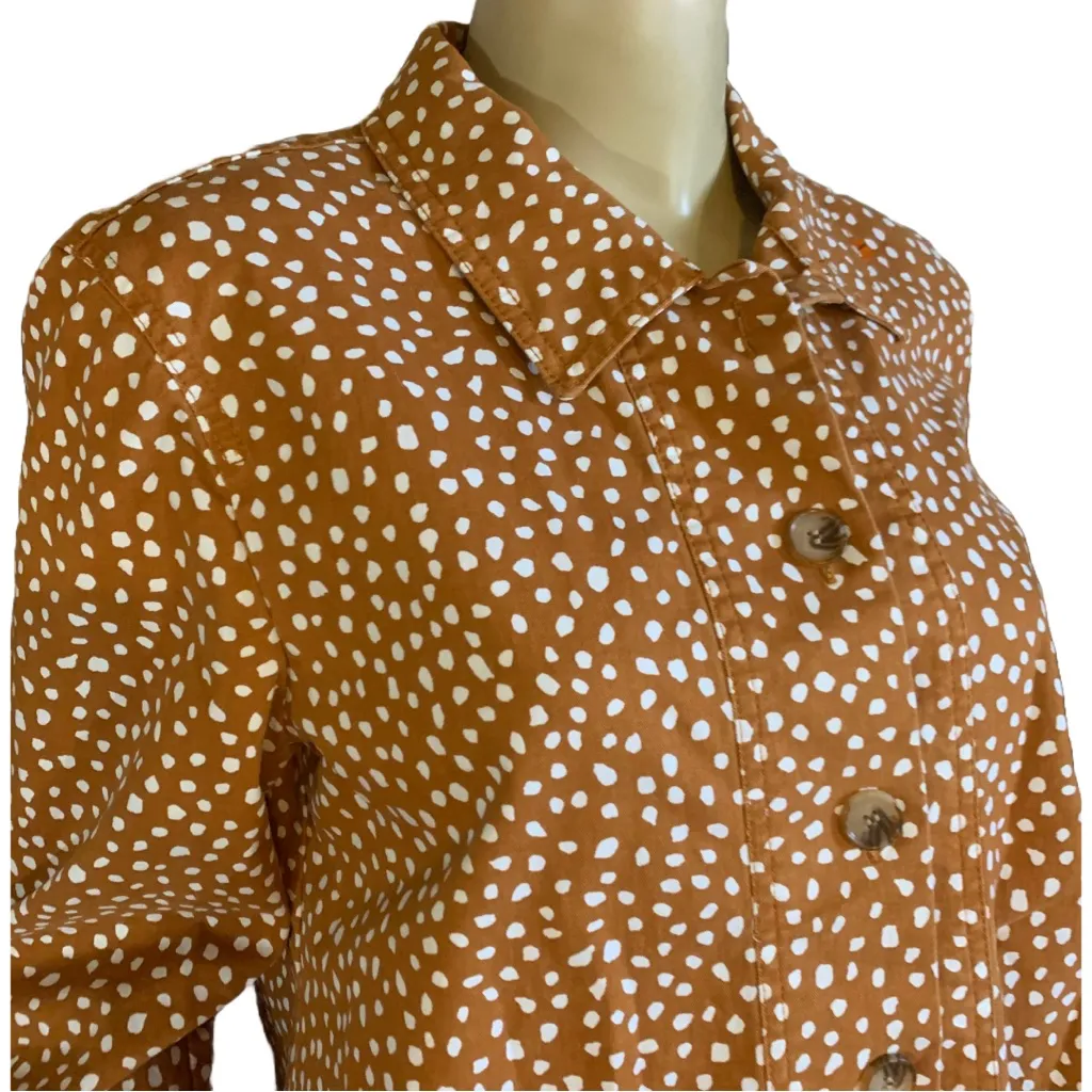 LOFT OUTLET BROWN & WHITE LEOPARD DOTS  COTTON JACKET (M) - Image 8