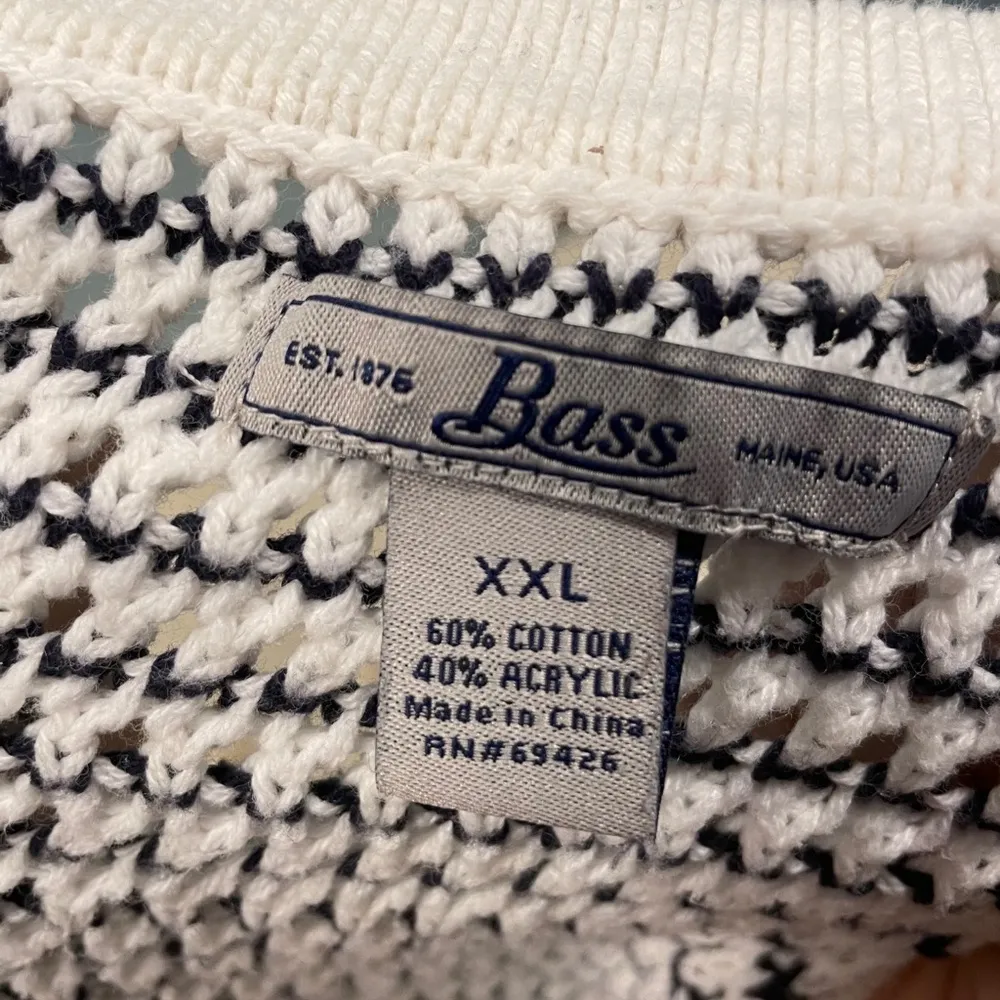 Bass co navy & white tie front sweater size XXL! Blue - Image 3