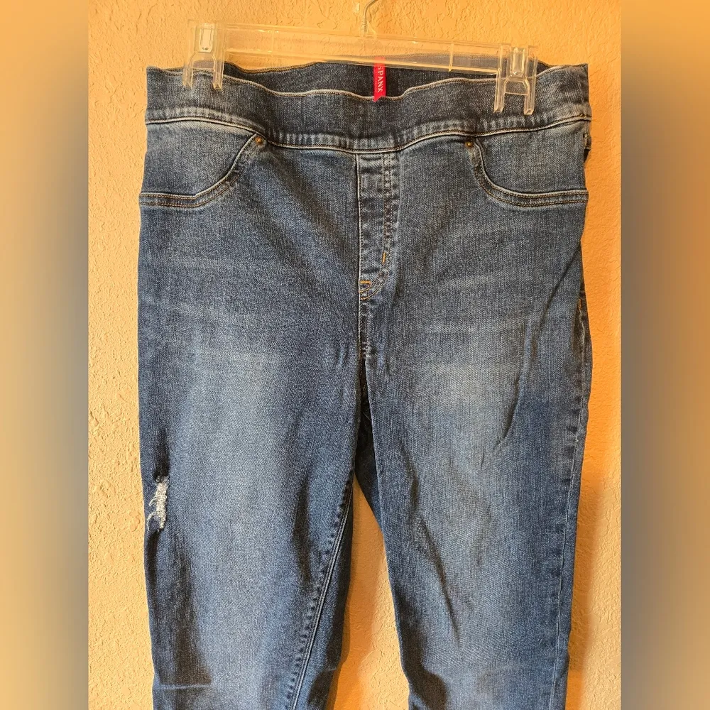 SPANX Distressed Skinny Denim Leggings Stretch 20203R Women's Xl - Image 6