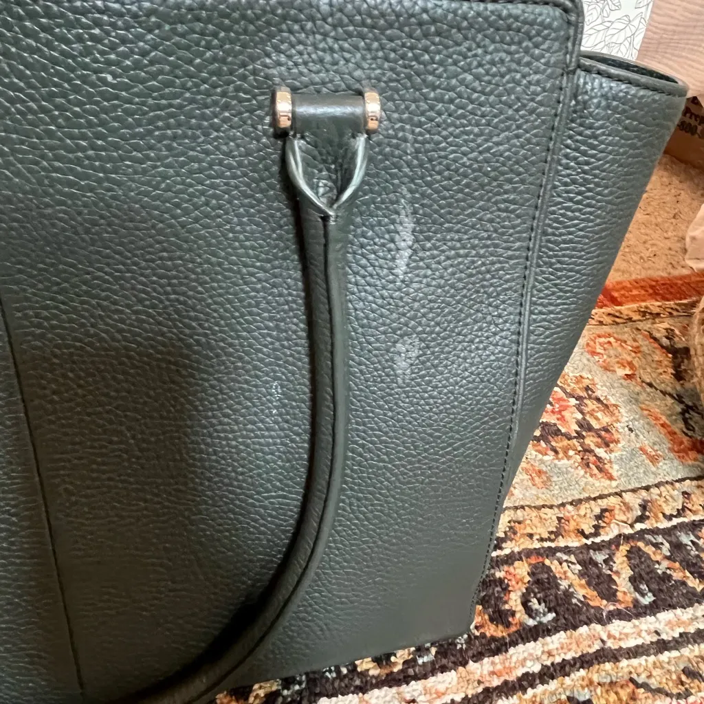 Kate Spade Allyn pebbled green Leather Tote large bag  gold hardware pink lining - Image 7