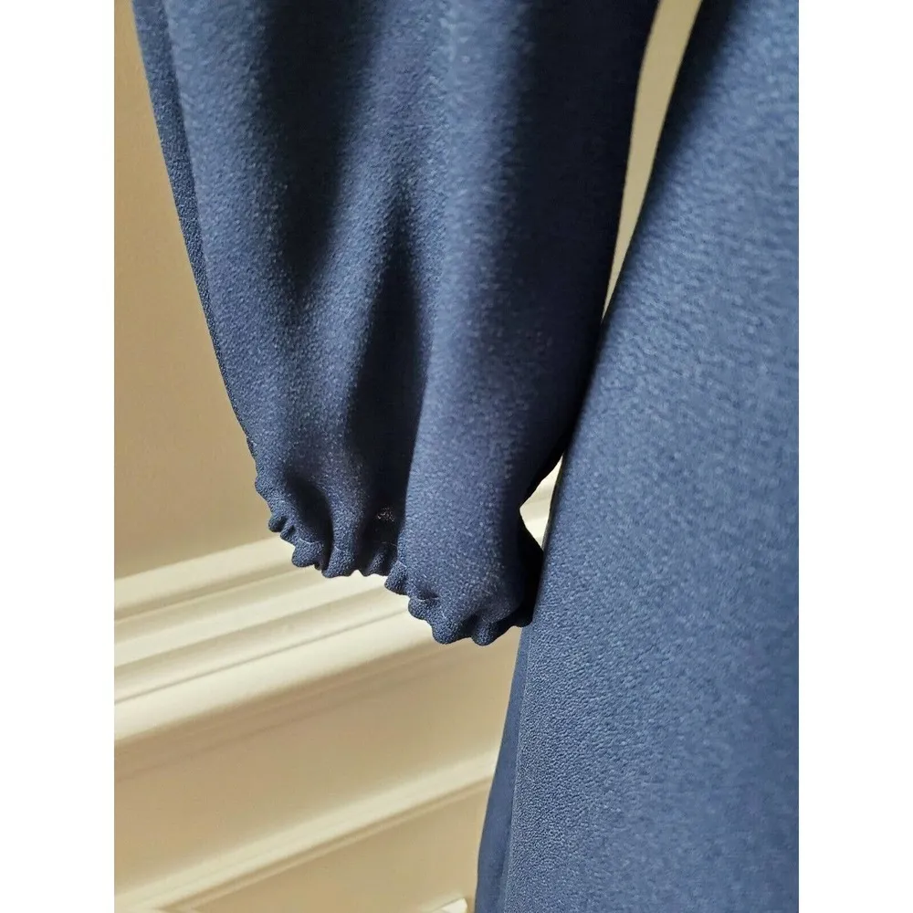 As U Wish Women Blue 100% Polyester V-Neck Long Sleeve Knee Length Dress Size L - Image 5