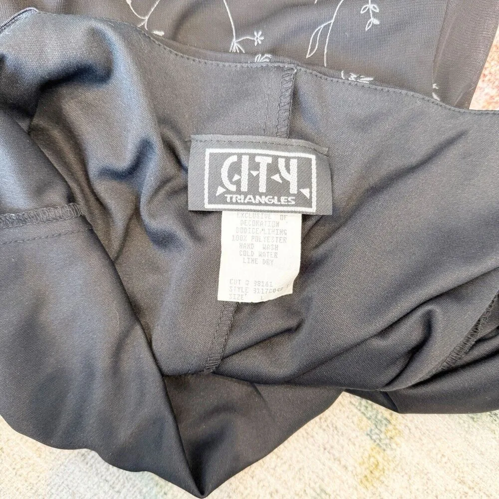 Vtg Y2k City Triangles Slip Dress Womens Large Whimsigoth Fairy Dark Glitter 90s - Image 7