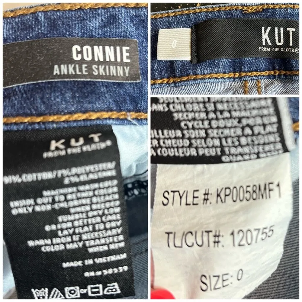 Kut from the Kloth Connie Ankle Skinny Raw Hem Medium Wash Mid Rise Jeans Size 0 - Image 9