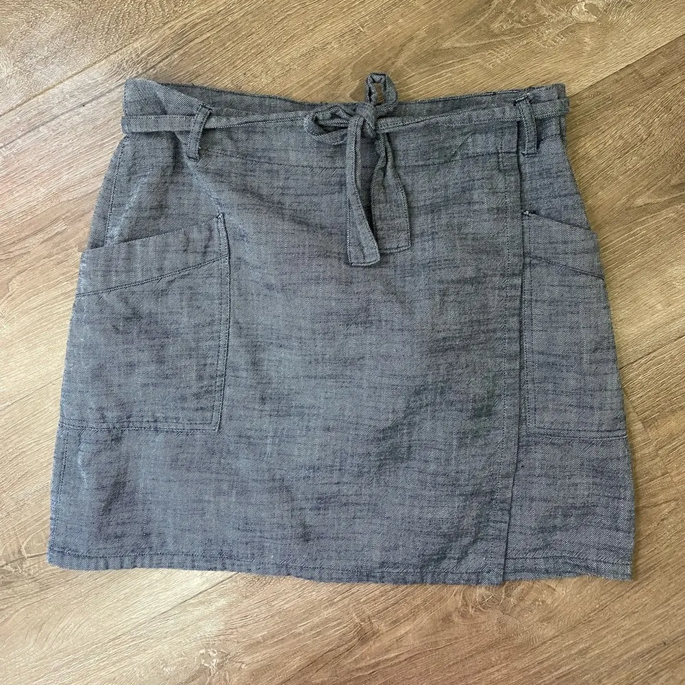 Gap True Wrap Skirt Indigo Blue Cotton Straight Short Pockets ~ Women’s Size M - Image 3
