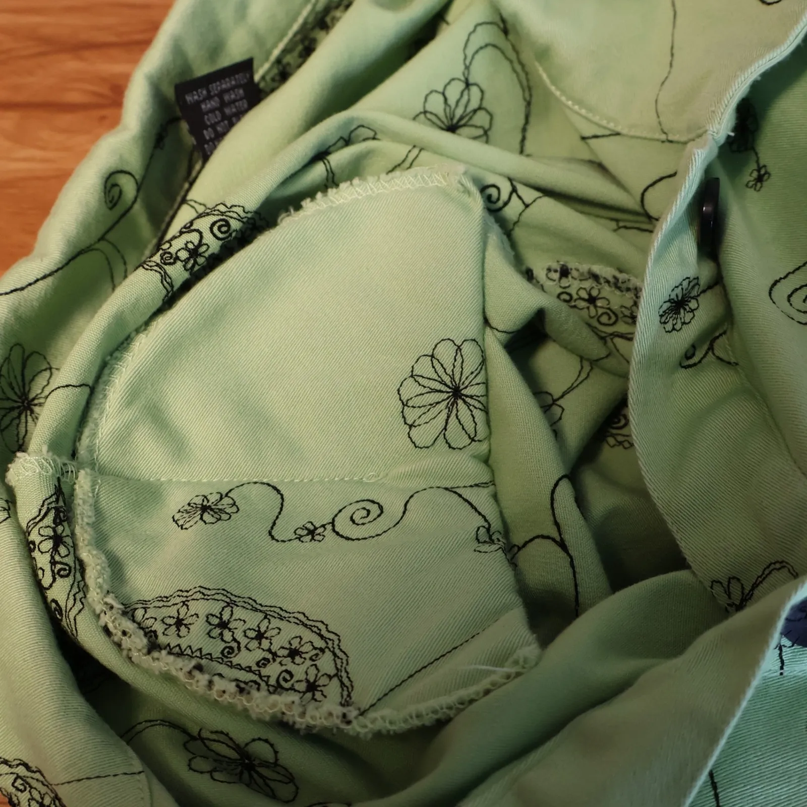 Embroidered Paisley Floral Button Front Shacket Womens Green 3/4 Sleeve Size L Size L - Image 7