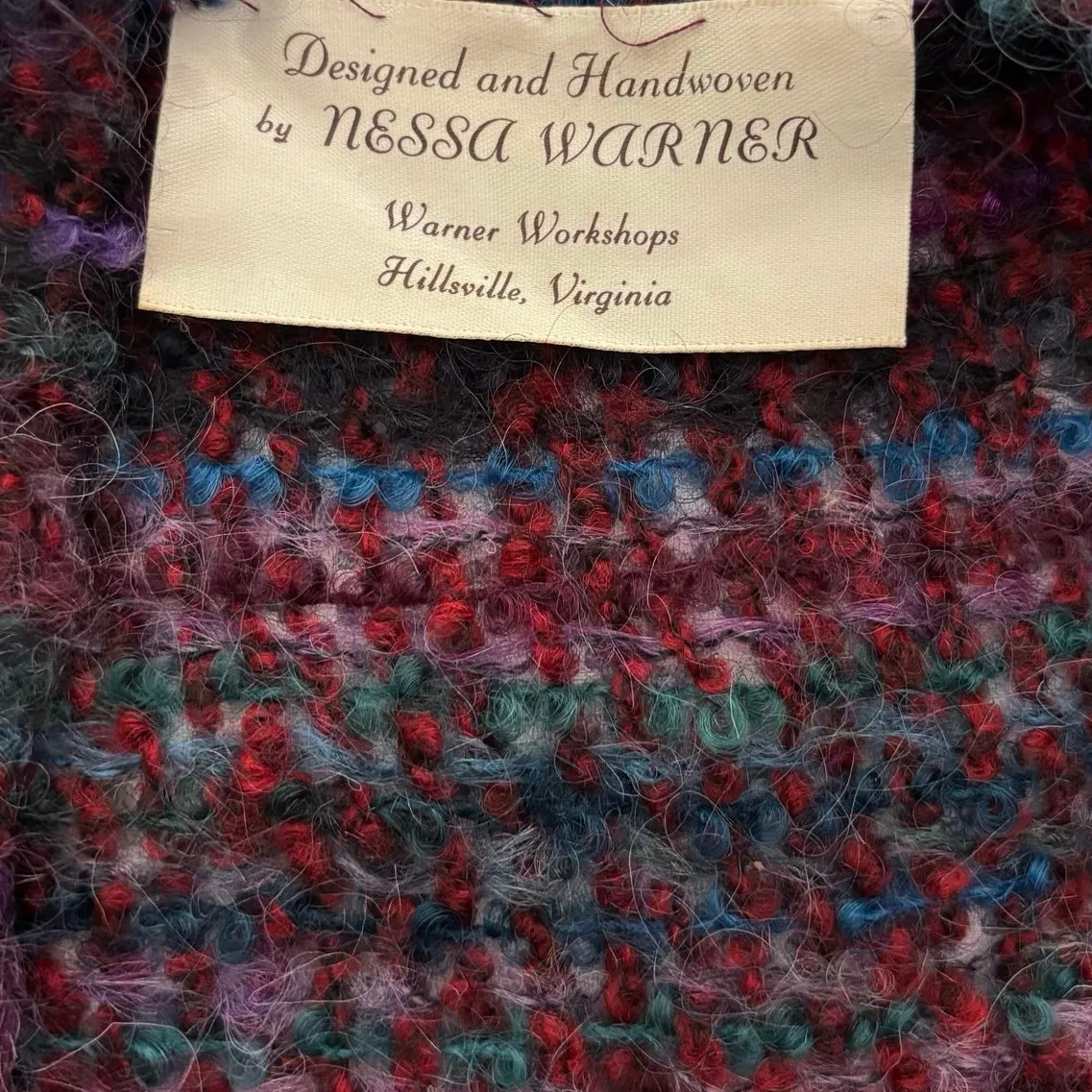 Nessa Warner Handmade Hand Woven Cocoon Mohair Open Front Sweater Multicolor - Image 4