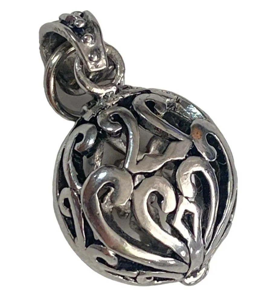Open Work Scroll Caged Locket Aromatherapy Heart Silver Plated Pendant - Image 2