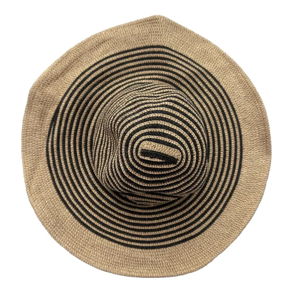 Amiani Striped Hat Straw Floppy Wide Brim Sun Beach Summer Pool One Size - Image 4