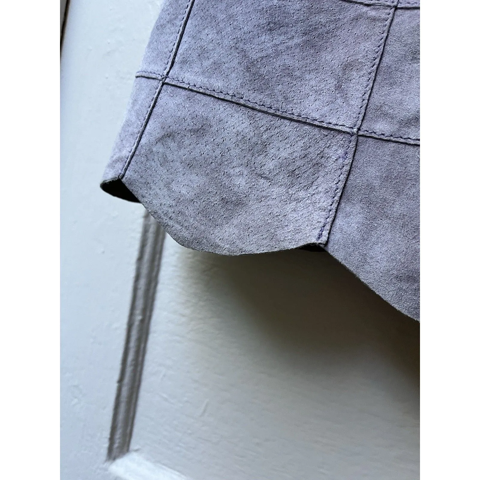 Y2k Bebe Leather Mini Skirt 0 Purple Patchwork Boho Festival Cowgirl Feminine - Image 7