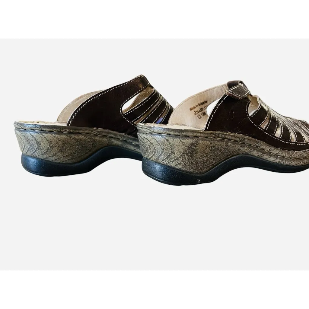 JOSEF SEIBEL Slide Sandals Open Toe Brown Leather Women's Size US‎ 6 EU 36 - Image 4