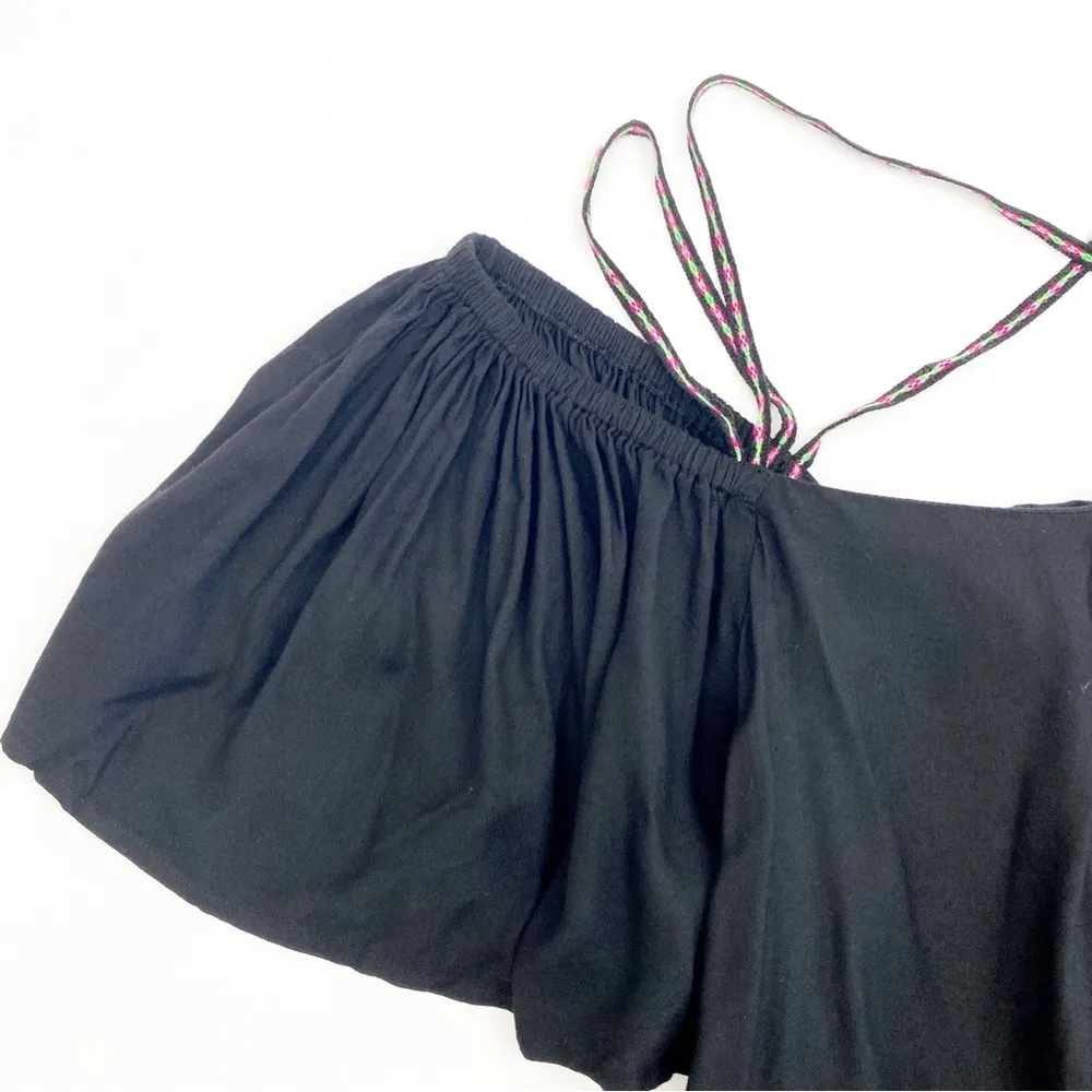 Pitusa Summer Nights Off Shoulder Strappy Mini Dress Swim Cover Black Multi - Image 9