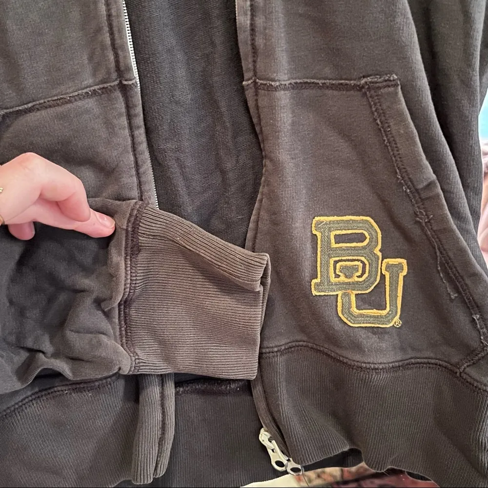 Dark grey Baylor University zip hoodie - Image 4