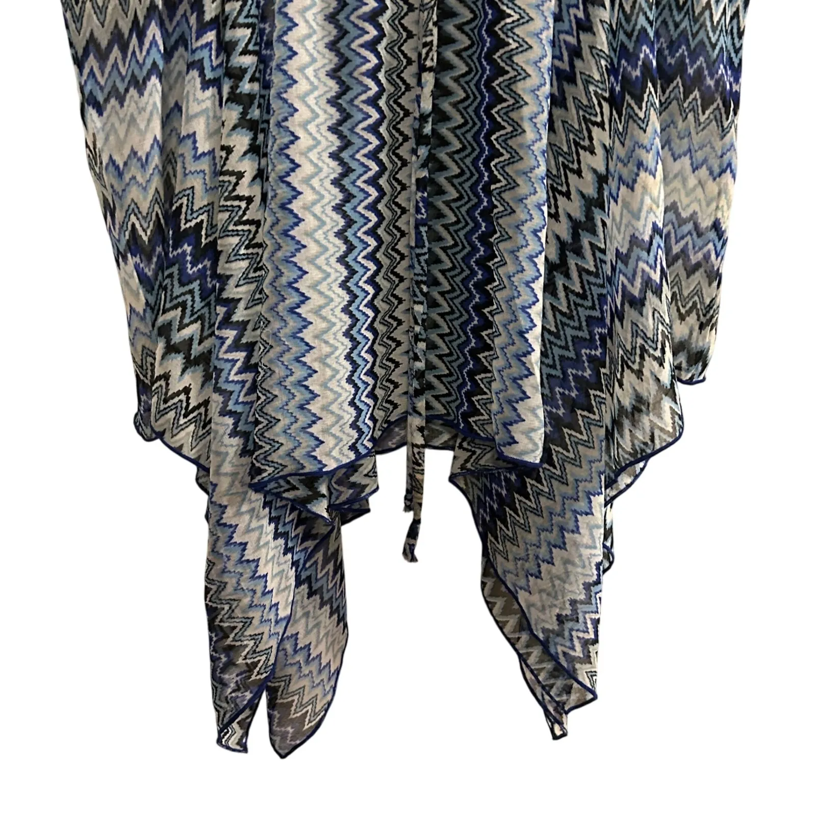 Zuny Women's L XL Blue Chevron Zig Zag Print Kimono Kaftan Cover Up Size L - Image 3