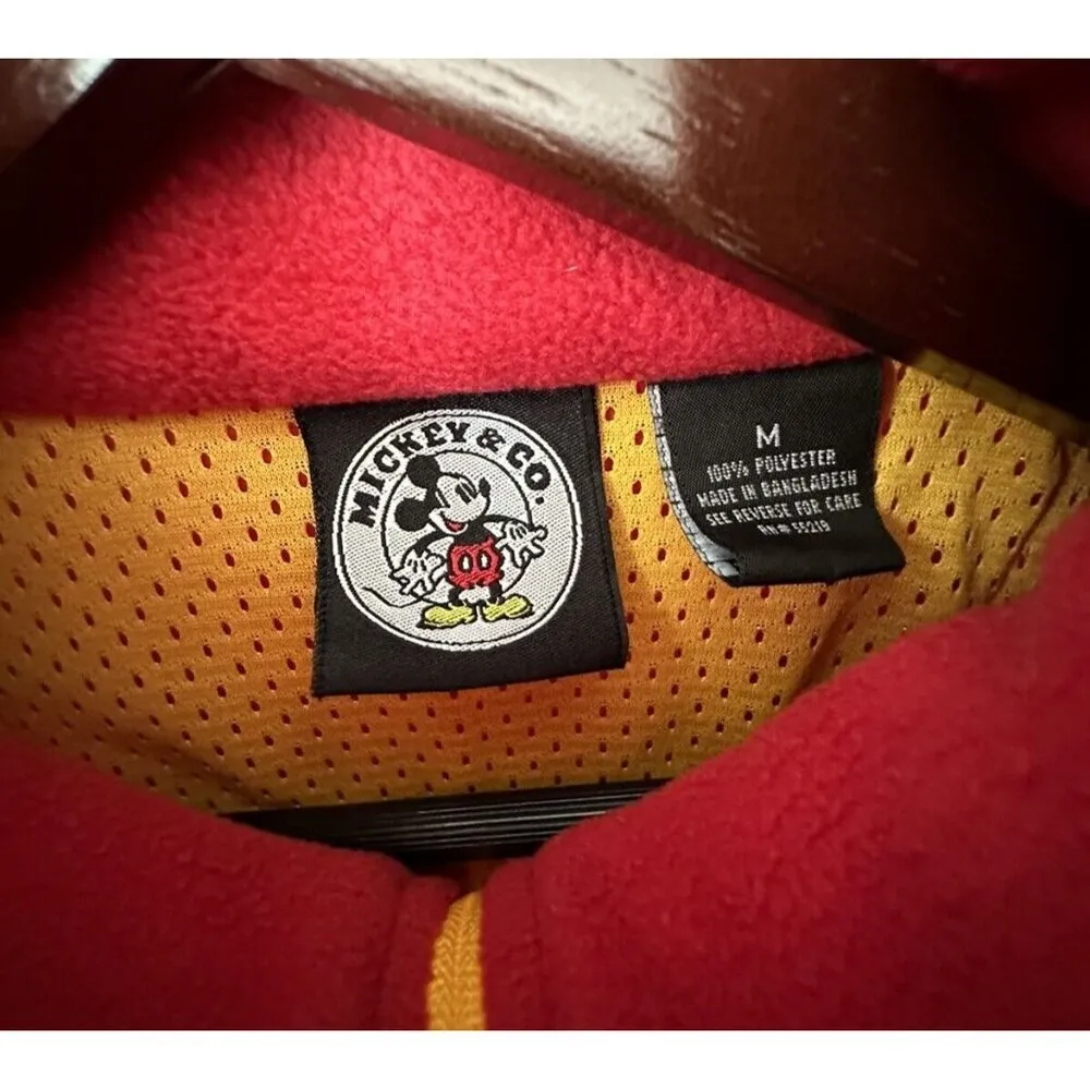 Vintage Mickey & Co. Size Medium Red Embroidered Mickey Fleece 1/4 Zip Soft - Image 3