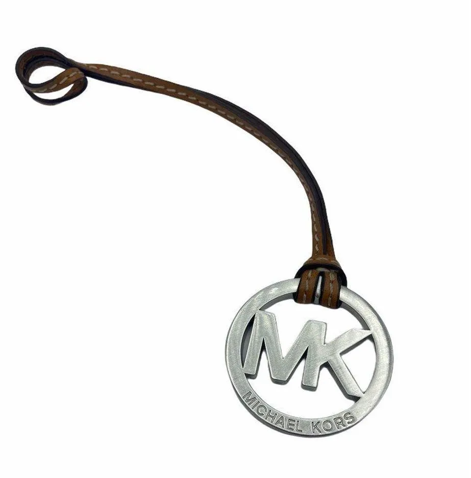 MICHAEL KORS Tan Leather Sliver Logo Bag Charm - Image 2