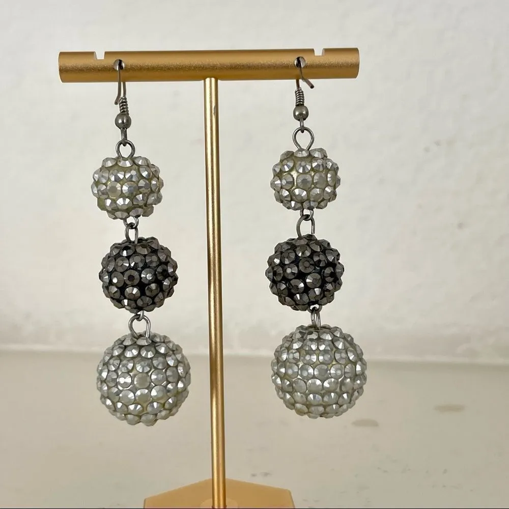 bling ball 3 tier drop earrings - Image 5