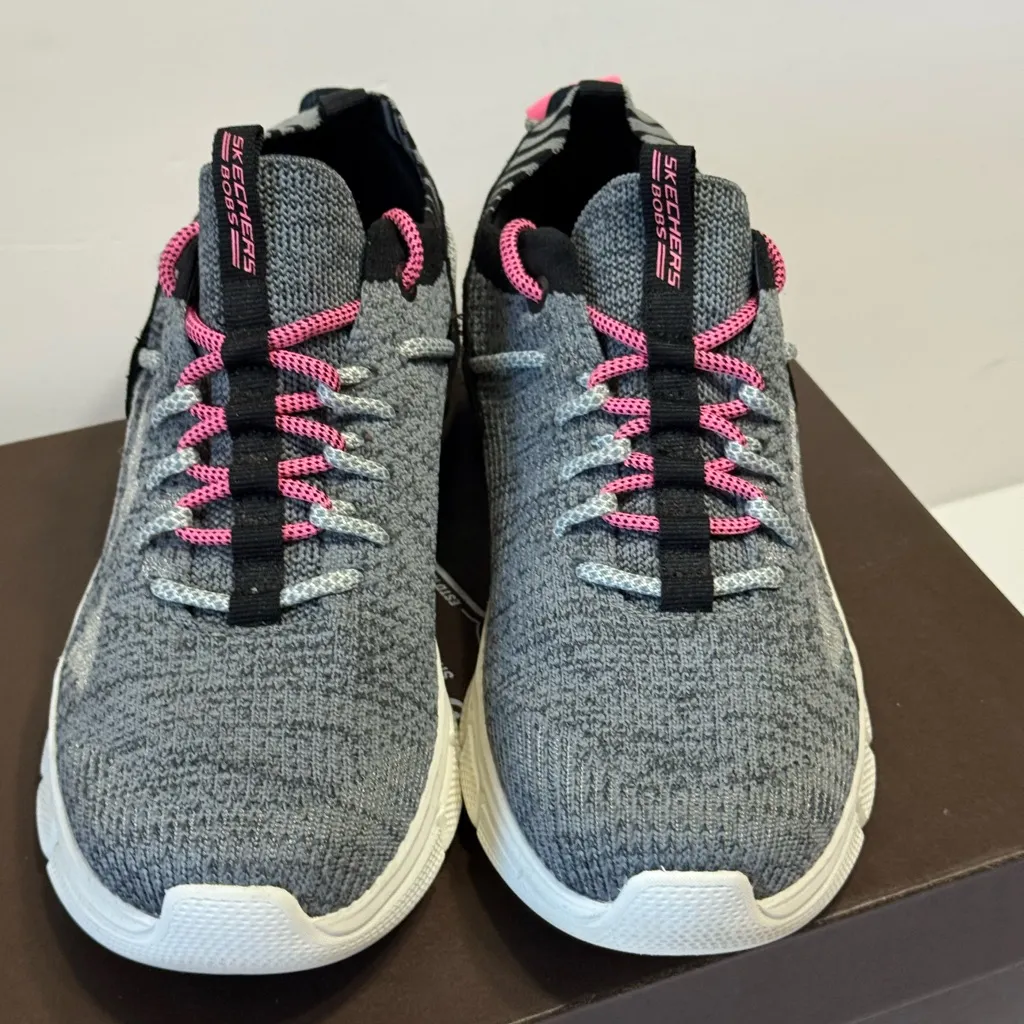 Skechers Bobs B Flex Marathon Running Shoes/Sneakers sz 8 Gray and Pink - Image 4
