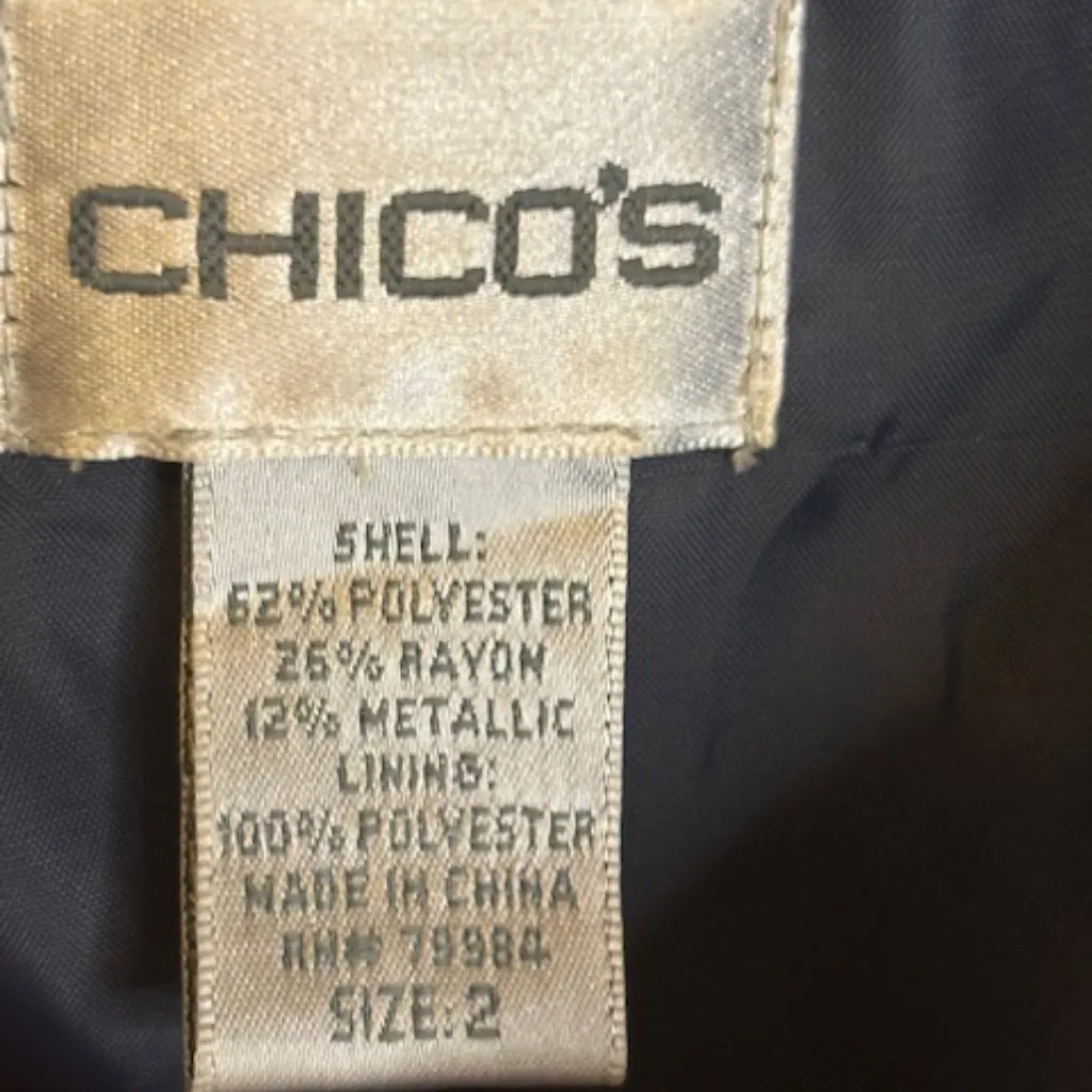 Chico's Jacket Women's Size Large full zip‎ Metallic Purple Silver Chico's 2 - Image 3