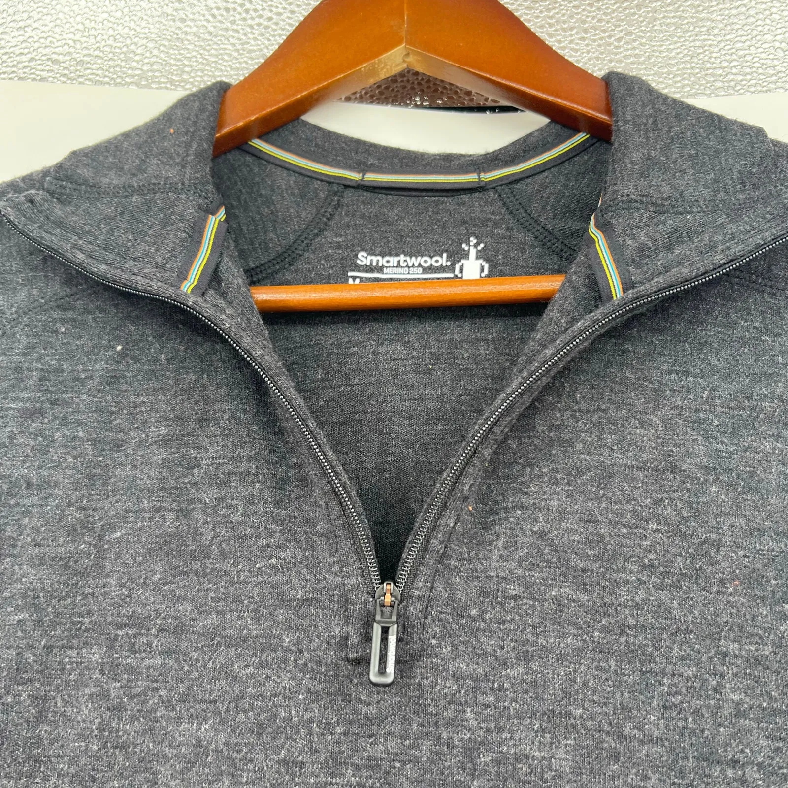 Smartwool Women's Classic Thermal Merino Base Layer 1/4 Zip pullover gray wool - Image 3