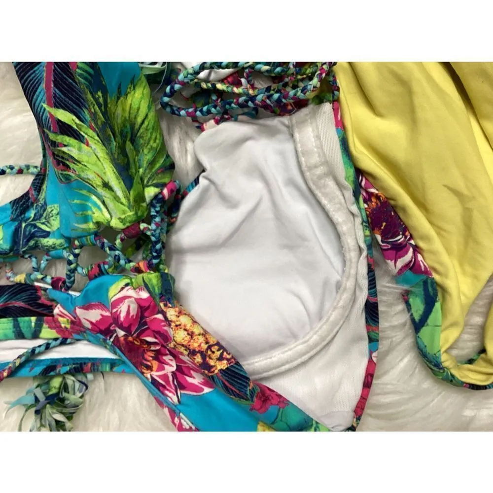 New. Pilyq floral lace up bikini set. - Image 9