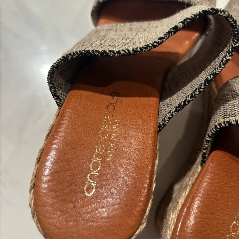 Women's Andre Aeeoue Brown and Black Wedge Heels Tan Size 7 - Image 5