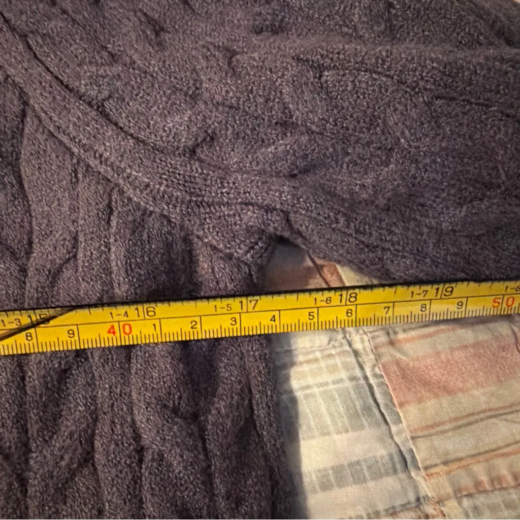 Adrianna Papell Charcoal Cable Knit Cardigan with Pearl Accents - Image 4