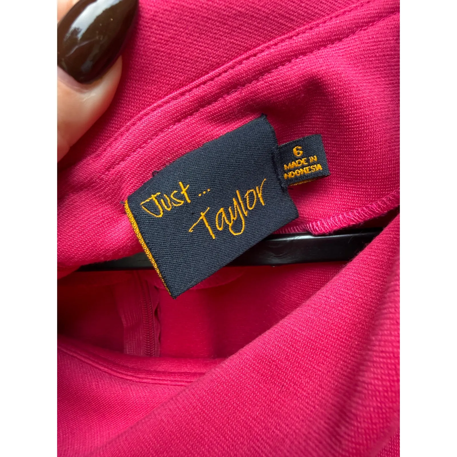 NEW Just Taylor Fuchsia Orange Colorblock Sleeveless Sheath Dress Size 6 Pink - Image 3