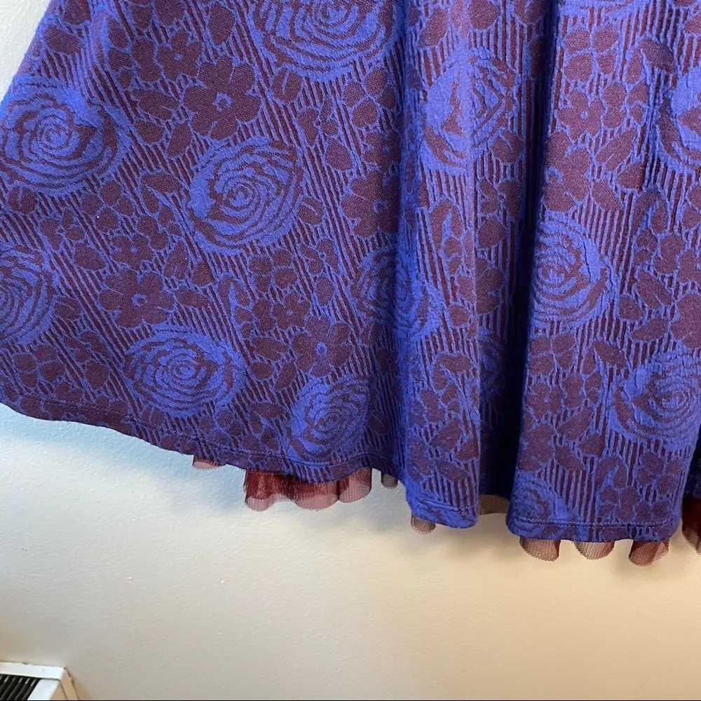 Free People Rock Princess Embellished Purple and Maroon Fit and Flare Mini Dress - Image 5