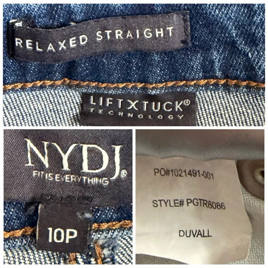 NYDJ Lift Tuck Relaxed Straight Jeans Women’s Size 10P Duvall Medium Blue Wash - Image 7