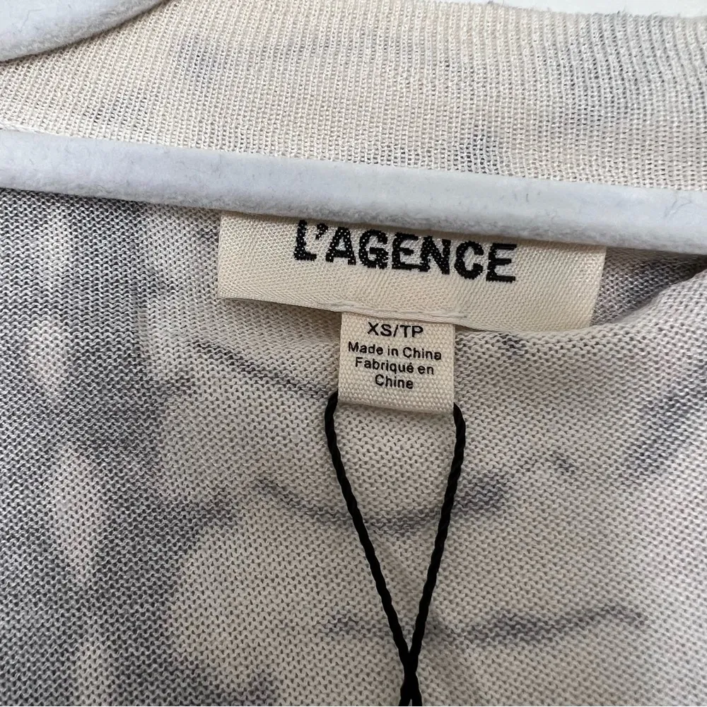 L’agence Long Slim Cream Grey Cardigan Longline Cashmere Blend Size XSmall NWT - Image 4