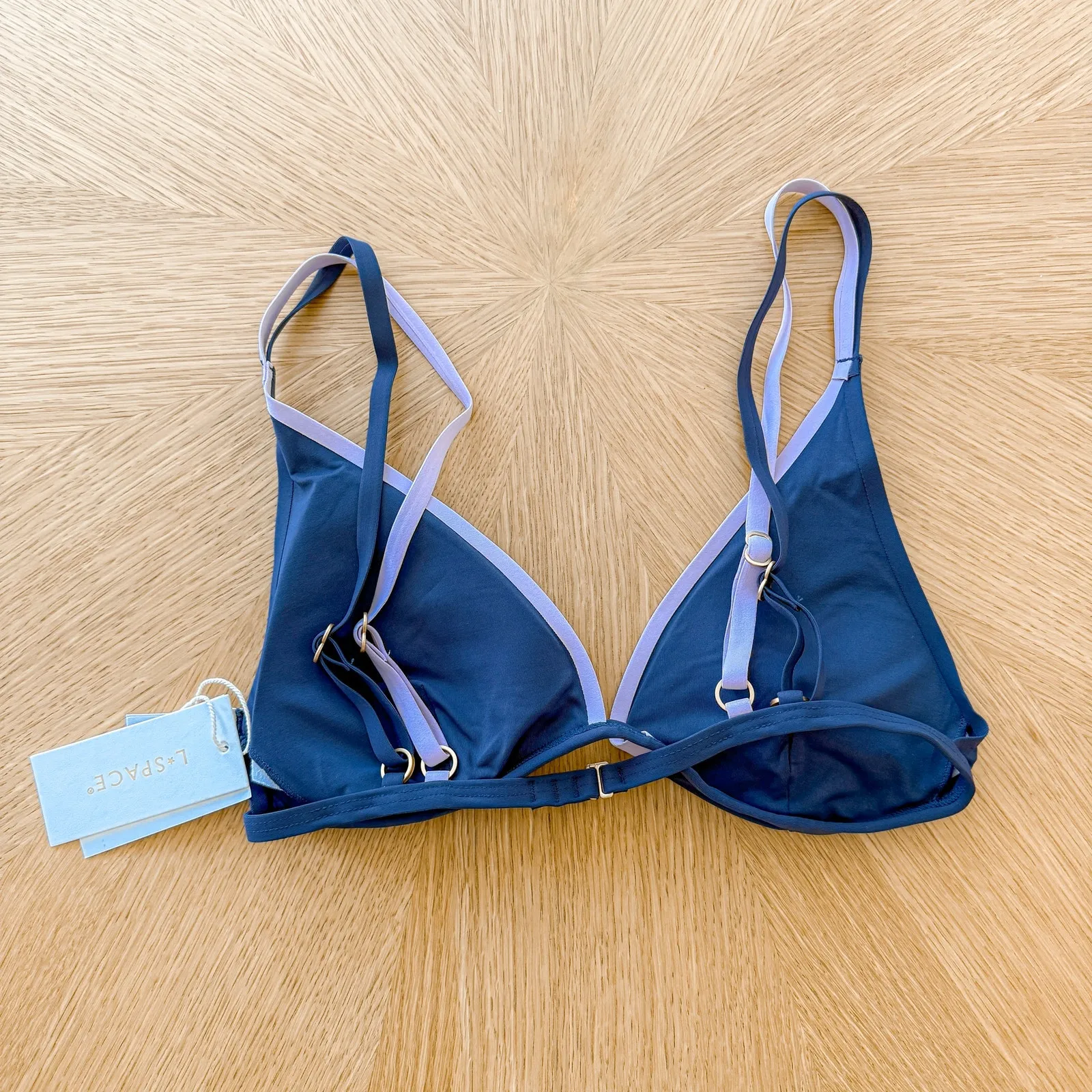 L*Space Bikini Top Womens Medium Finneas Blue Purple Swimwear Colorblock NWT‎ - Image 5