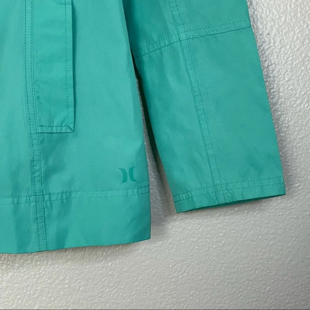 Hurley  Double Breasted Rain Jacket Windbreaker Teal/Aqua Size Small - Image 6