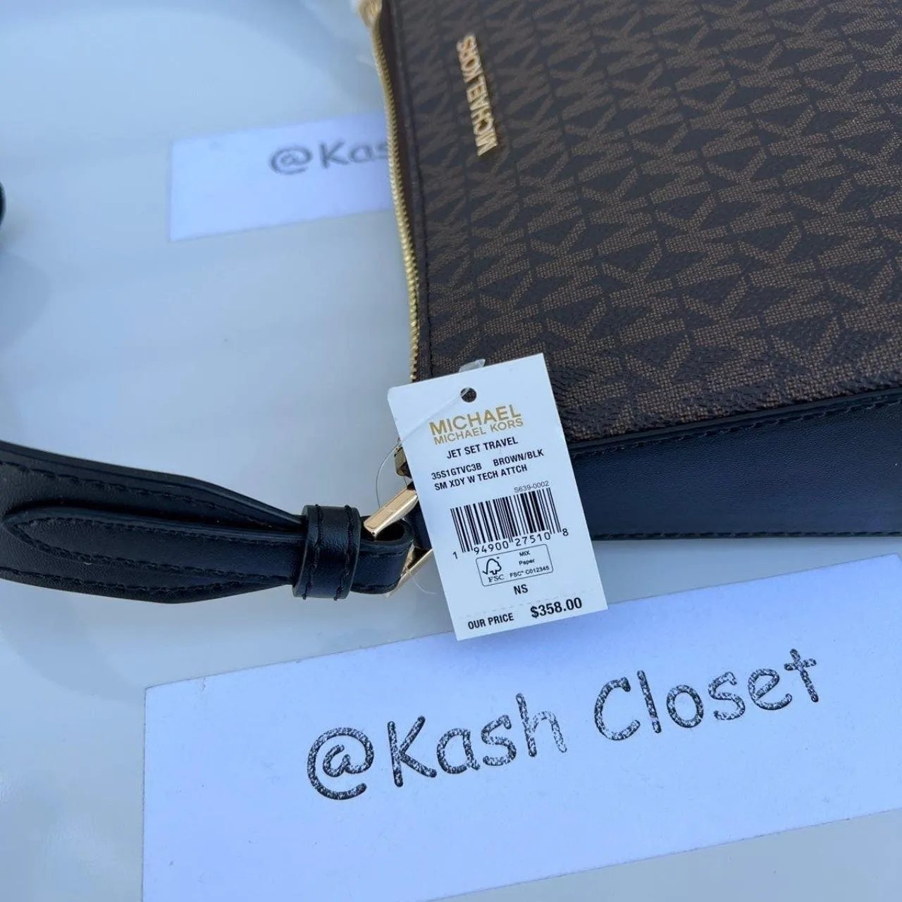 Brown Black Tech Attach Crossbody Coin Purse Airpod Case Bag - Image 5