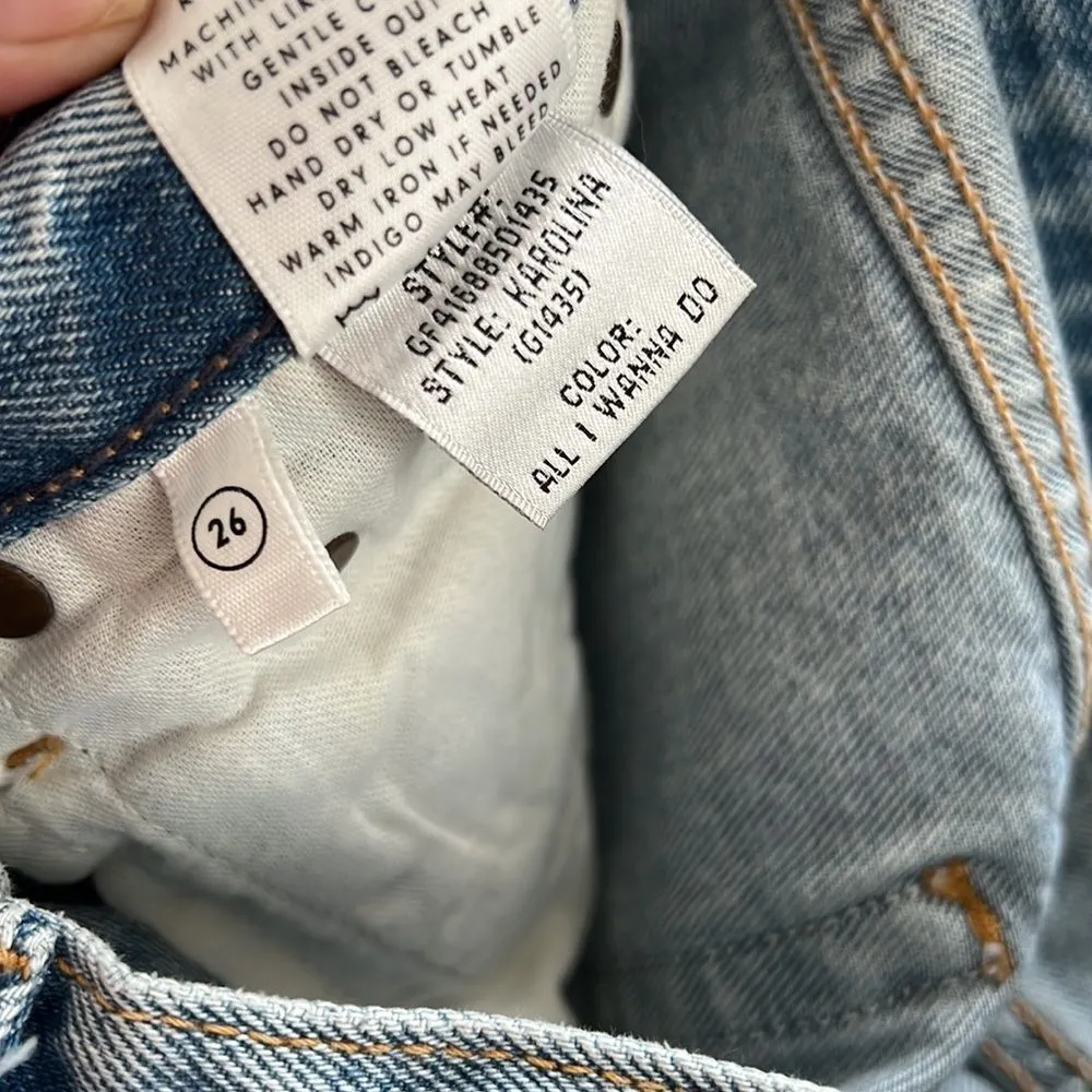 Grlfrnd High Rise‎ Karolina Cotton Distressed Straight Leg Women's Jeans size 26 - Image 6