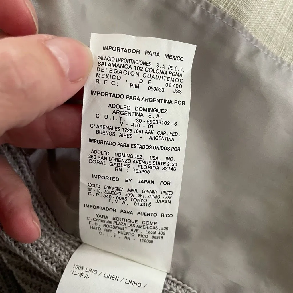 Adolfo Dominguez 100% Linen Mixed Material Safari Jacket P XS Tan - Image 13