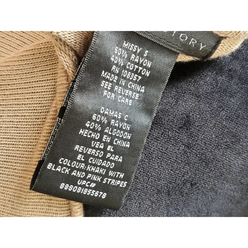 Design History Women Beige Striped Round Neck Long Sleeve Knee Length Dress S - Image 11