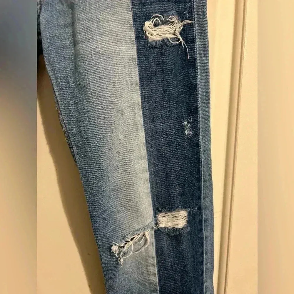 Free People We The Free Women's Two-Toned Patchwork Distressed Jeans Size 24 - Image 8