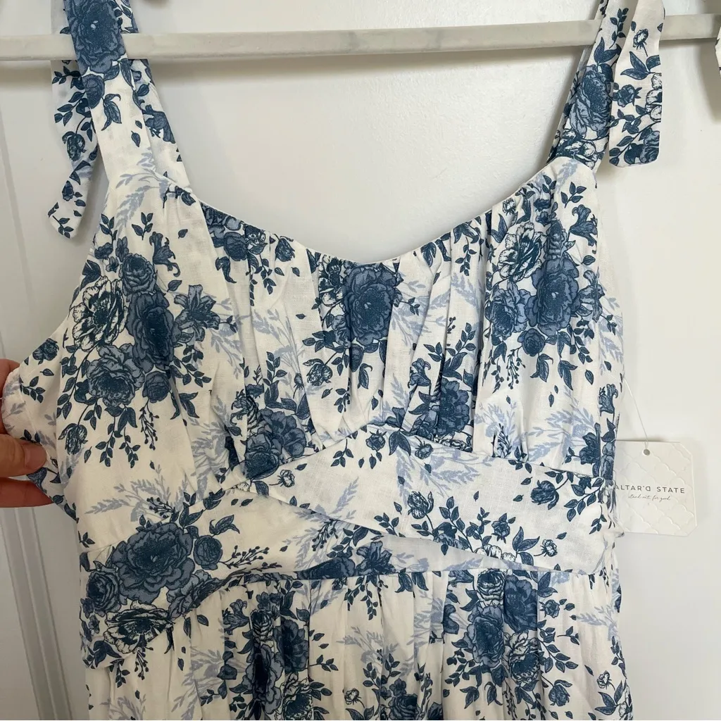 NEW Altar’d State Blue Floral Midi Dress Size Large NWT - Image 8