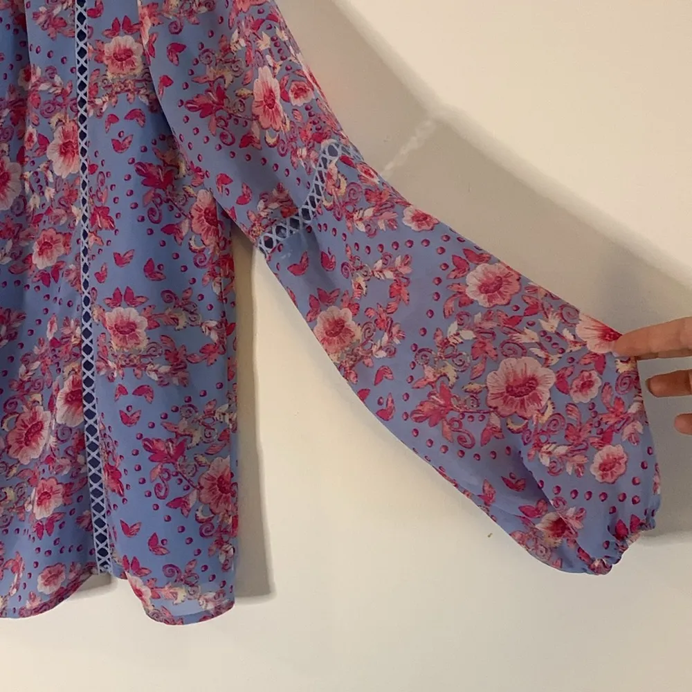 Tory Burch Long Sleeve Floral Blouse Size 0 - Image 2
