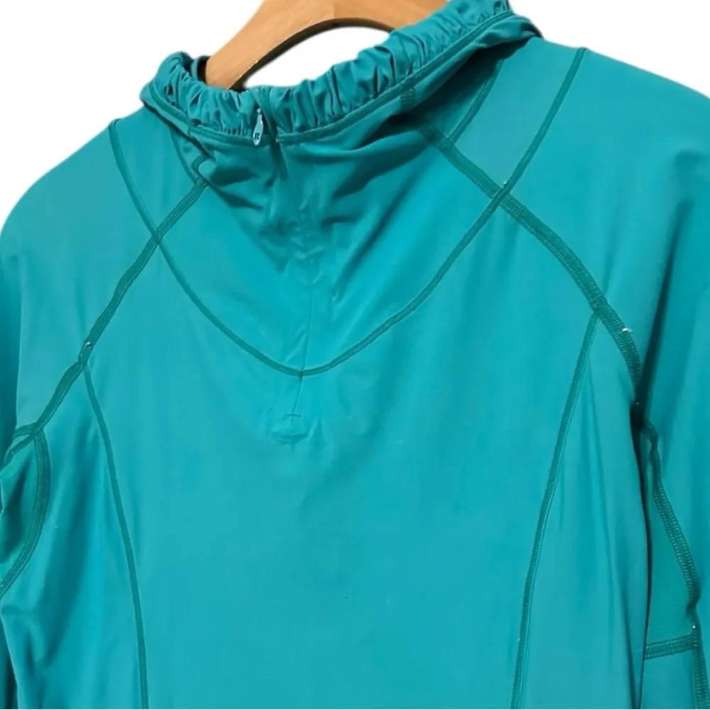 Lululemon Women’s Size 4 Blue Tropics Water Bound Running 1/4 Zip Hoodie Top - Image 9