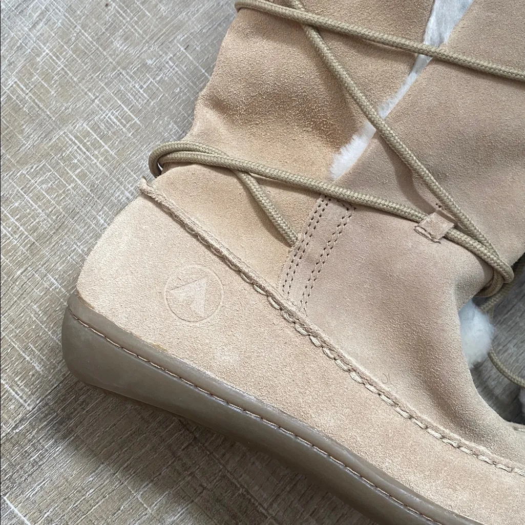 Airwalk Pipkin Natural Khaki Suede Leather Faux Fur Lined Boots Womens 10 Winter - Image 7