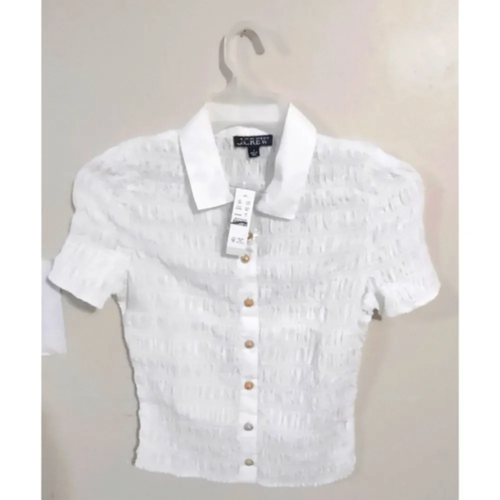 J. Crew Smocked Button up Shirt Cotton Blend - Image 3