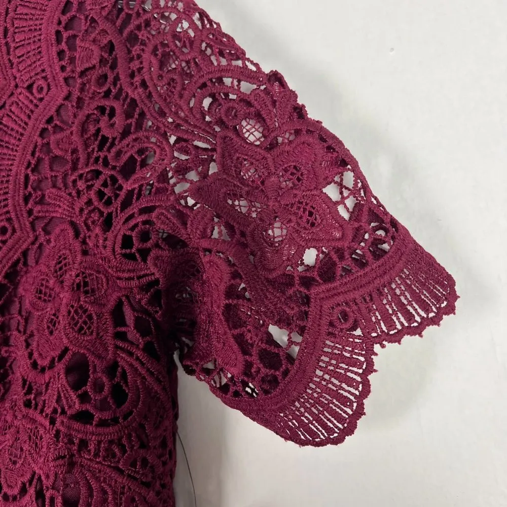 NWT Lulu's Angel in Disguise Burgundy Lace Skater Dress Size Small S NEW T2140 - Image 6
