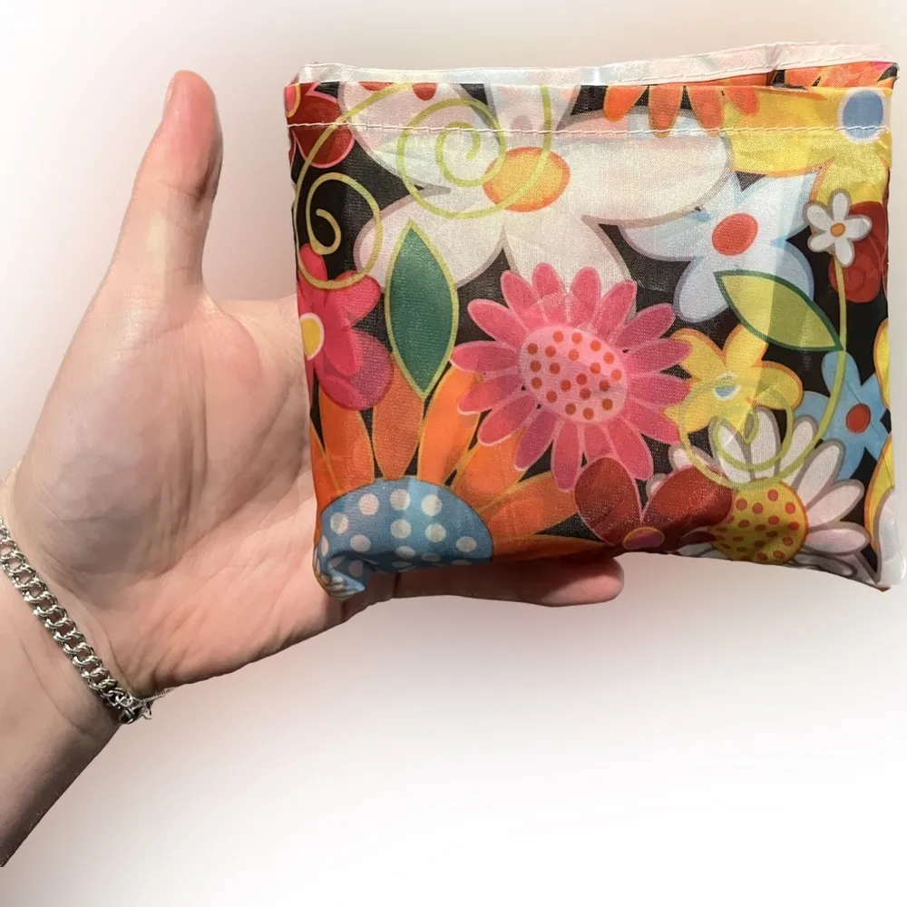 Polyester Large Foldable Portable Shopping Bag / Large Capacity Tote Bag Flowers - Image 6