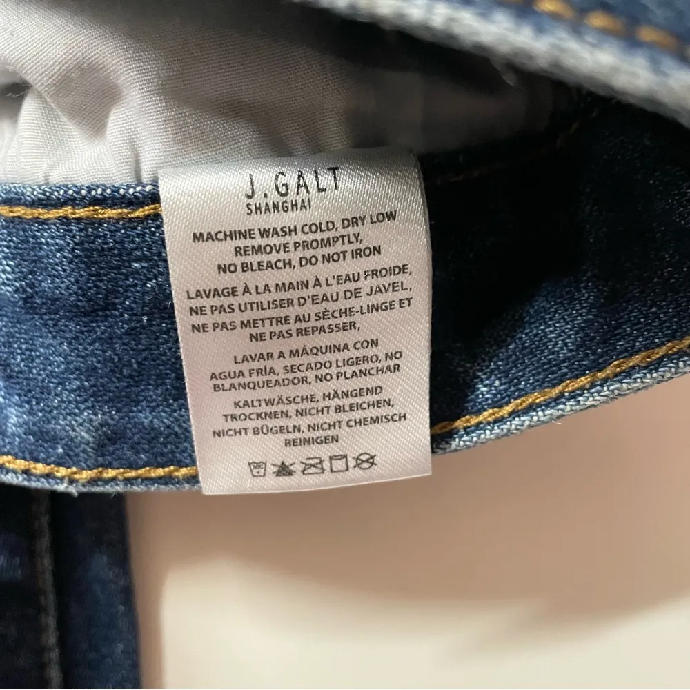 J. Galt PacSun Medium-Dark Wash Blue Hi Rise Straight Leg Raw Hem Jeans Sz L EUC - Image 13