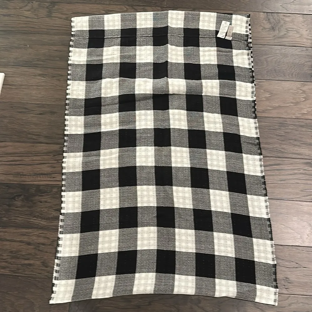 Loft Black and Ivory Gingham and Buffalo Plaid Infinity Scarf - Image 2