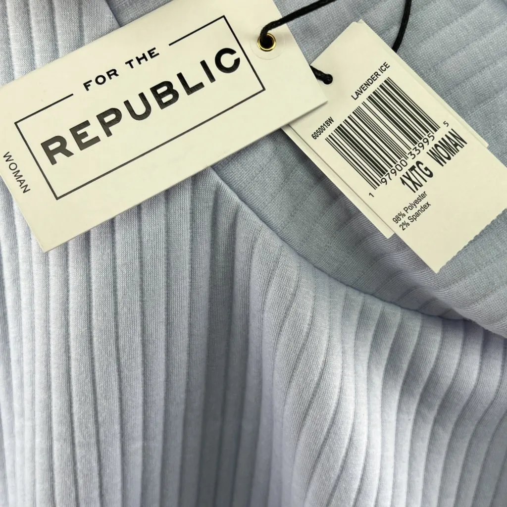 For The Republic Sz 1X Womens Top Lilac Purple Ribbed Knit Mock Neck Pullover - Image 7