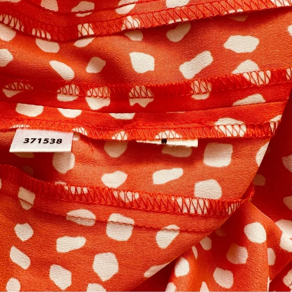 Ann Taylor Dress Petite Orange White Dot Split Neck Sleeveless Shift Size SP - Image 10