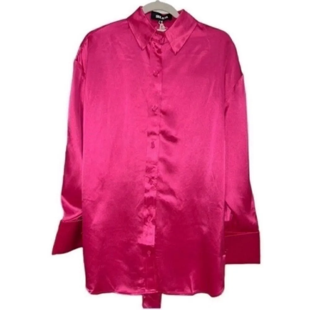 Ser.o.ya Hot Pink Button Down Shirt (Size Small) - Image 4